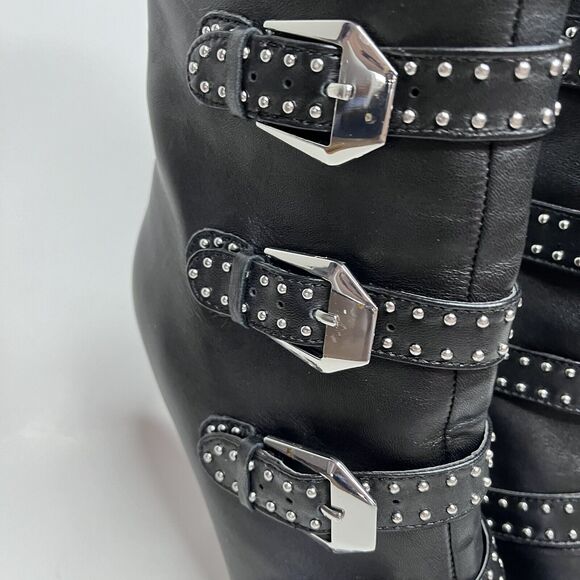 Steve Madden Daryl Heeled Bootie Black Leather Side Zip Buckle Accent Size 7.5 - Picture 10 of 14